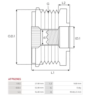 Poulie débrayable Denso UD101444AFP UD101462AFP