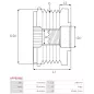 Poulie lente d’alternateur AS-PL UD101444AFP pour UD101462AFP, UD21366AFP, UD48735AFP, DENSO 021040-2290, FORD CJ5G10A352BA