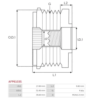 Poulie lente d’alternateur AS-PL UD48105AFP, KRAUF APN2420