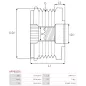 Poulie lente d’alternateur DENSO 021040-2250, KOYO WCPA77591, ZEN 5842, ZEN5842, ZN5842, CASCO CCP96128GS, ELECTROLOG PUL6100