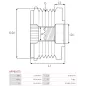 Poulie lente d’alternateur AS-PL UD101406AFP pour UD43056AFP, INA F-565232, F-565232.01, F-565232.02, LUK 5350286000, 535028610