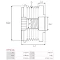 Poulie lente d’alternateur AS-PL UD101358AFP pour UD101372AFP, CHRYSLER 05184692AB, LITENS 920972, 920972A, VISNOVA 87-60-50