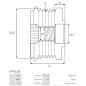 Poulie lente d’alternateur AS-PL UD101348AFP, DENSO 021040-1631, KOYO WCPA86601, ZEN 5570, ZN5570, CASCO CCP96130GS