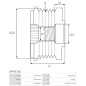 Poulie lente d’alternateur AS-PL UD101362AFP, DENSO 021040-2300, FORD D8AE-10A352-BA, DA8E-10A352-BA, DA8Z-10344-B