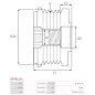 Poulie lente d’alternateur AS-PL UD101323AFP, BOSCH 1987945415, CARGO 237610, 332315, DENSO 021040-2020, 021040-2480