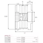 Poulie lente d’alternateur AS-PL UD101409AFP, CARGO 333433, DENSO 021040-1900, 021040-2350, FORD 9M5Q-10A352-AA, CA3Q-10A352-AA