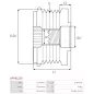 Poulie lente d’alternateur AS-PL UD101431AFP, LITENS 920061, TOYOTA 27415-0W170, ZEN 5696, ZN5696, KRAUF APN1227