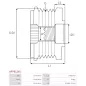 Poulie lente d’alternateur AS-PL UD101433AFP, DENSO 021040-2420, LITENS 920031, KRAUF APN8917, WAI / TRANSPO 24-82331-4