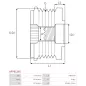 Poulie lente d’alternateur AS-PL UD101396AFP, DENSO 021040-1700, LITENS 920844, VISNOVA 87-74-58, ZEN 6018, ZN6018