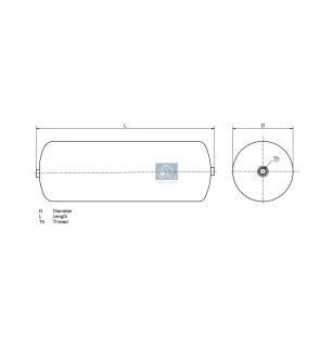 Réservoir à air 3.8 l, D: 154 mm, M22 x 1,5, L: 285 mm, 12.5 bar Pour DAF 45/55/65/75/85/95, CF, LF, XF, Bus - 1227894.