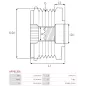 Poulie lente d’alternateur AS-PL UD101513AFP, LITENS 920833, TOYOTA 27415-0W050, 27415-0W051, 27415-0W052, 27415-0W052A