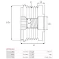 Poulie lente d’alternateur AS-PL UD101509AFP, TOYOTA 27415-0P030, KRAUF APN1330, ZNP 28999