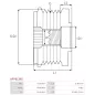 Poulie lente d’alternateur AS-PL UD101459AFP, IKA 3.5525.1, INA 5350303000, 535030310, F-621236.01, RUVILLE 56954