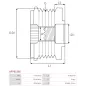 Poulie lente d’alternateur AS-PL UD101548AFP, DENSO 121041-2060, IKA 3.5527.1, INA F-583190, F-583190.01, LUK 5350311000