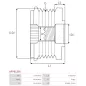 Poulie lente d’alternateur AS-PL UD101417AFP, TOYOTA 27415-0W210