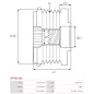 Poulie lente d’alternateur AS-PL UD101422AFP, HONDA 31141-5X6-J01, INA 535036610, LITENS 100467901, 920037, ZEN 5779, ZEN5779