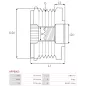 Poulie lente d’alternateur CARGO 230308, FORD 3395459, XW4U-10A352-AA, XW4U10A352AA, YM2E-10N356-AA, YM2E10N356AA, IKA 3.3534.0