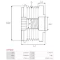 Poulie lente d’alternateur AS-PL CQ1040253, CARGO 235157, 333450, FORD 2C1U10A352AA, 2C1U10A352BA, VP2C1U10A352AA