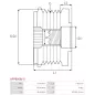 Poulie lente d’alternateur AS-PL UD13373AFP, BOSCH 1978945407, CARGO 235494, 332309, FORD 5M5Q-10344-AA, 5M5Q-10344-AB