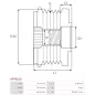 Poulie lente d’alternateur CARGO 235503, FORD VP2PSU10A352BA, VP2PSU10A352CA, IKA 3.5331.1, INA 5350090000, 535009010, F-235492