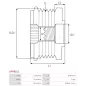 Poulie lente d’alternateur CARGO 330063, HYUNDAI / KIA 37322-2A000, 37322-2A100, 37322-2A110, 37322-2A120, 37322-2A500