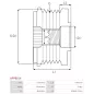 Poulie lente d’alternateur AS-PL UD11570AFP, FORD VP3W3U-10A352, VP3W3U-10A352-AA, INA 535016210, F-233591, F-233591.02