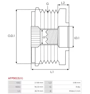 Poulie lente d’alternateur CARGO 235718 pour 335014, IKA 3.5360.1, INA 5350131000, 535013110, F-233379, F-233379.01