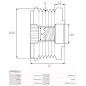 Poulie lente d’alternateur AS-PL UD100102AFP, CARGO 335799, FORD 1883806, DS7Q-10A352-DB, IKA 3.5530.1, INA 5350310000