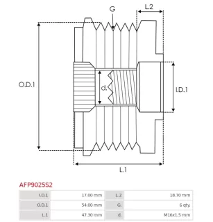 Poulie débrayable Cargo UD19936AFP 335799