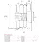 Poulie lente d’alternateur AS-PL UD809896AFP, CARGO 235796, 333082, 333451, FORD 1151207, 1477441, 5M5Q-10D310-AB, IKA 3.3593.1