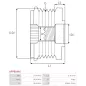 Poulie lente d’alternateur AS-PL UD101368AFP pour UD101456AFP, LITENS 10525562, ZNP 28933