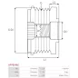 Poulie lente d’alternateur AS-PL UD101421AFP, HYUNDAI / KIA 37320-2G700, LITENS 920026, VALEO 2612071, ZEN 5765