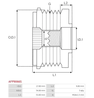 Poulie lente d’alternateur AS-PL UD101494AFP, LITENS 61001487