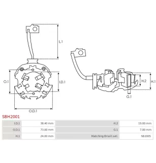 Porte-balais de démarreur pour HITACHI S13117, S13117A, S13118, S13120