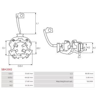 Porte-balais de démarreur pour HITACHI S114902, S114902A, S114903, S11