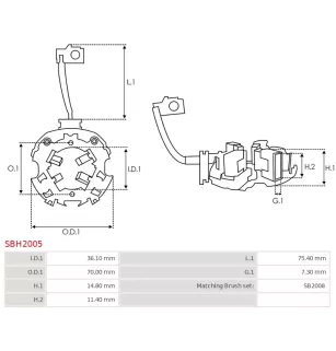 Porte-balais de démarreur pour HITACHI S114525A, S114526, S114526A, S1