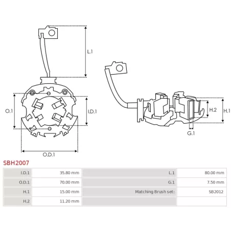 Porte-balais de démarreur pour HITACHI S114503A