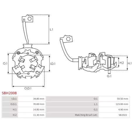 Porte-balais de démarreur pour HITACHI S114656