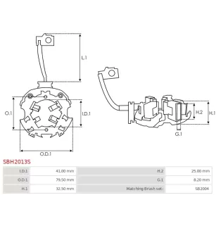 Porte-balais de démarreur pour HITACHI S1334A, S1337, S1337B, S1338A