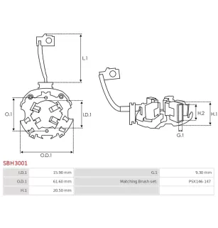 Porte-balais de démarreur pour VALEO D6RA15, D6RA16, D6RA18, D6RA20