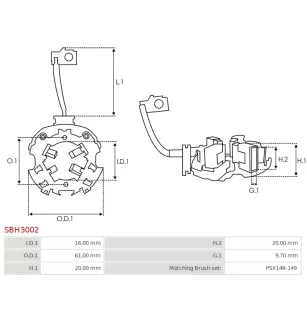 Porte-balais de démarreur pour VALEO D6RA293, D6RA30, D6RA32, D6RA33,