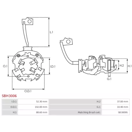 Porte-balais de démarreur pour VALEO D13E118TE, D13E123, D13E1231TE, D13E123TE