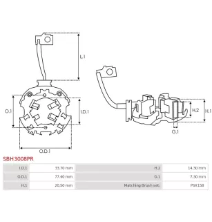 Porte-balais de démarreur pour VALEO D7R28, D7R281, D7R3, D7R32, D7R33