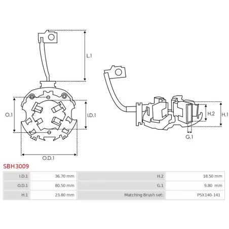 Porte-balais de démarreur pour VALEO D9R121, D9R122, D9R142, D9R144