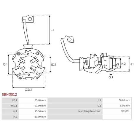 Porte-balais de démarreur pour VALEO 1195239, 1250303