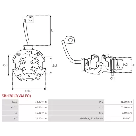 Porte-balais de démarreur pour VALEO 595909