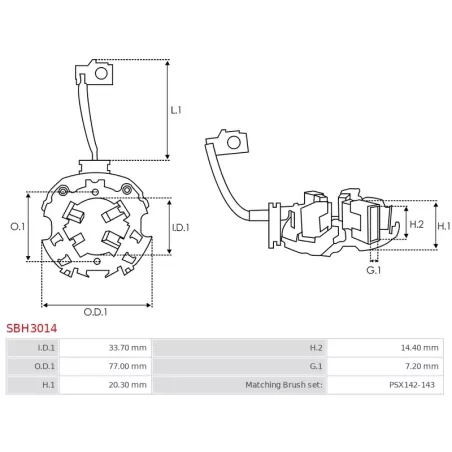 Porte-balais de démarreur pour VALEO D7G22