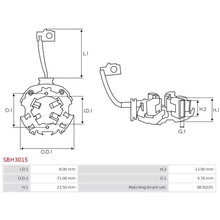 Porte-balais de démarreur pour VALEO FS10E10, FS10E3, FS10M3