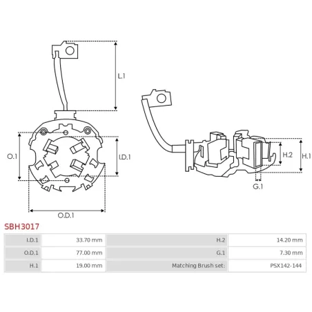 Porte-balais de démarreur pour VALEO D7G26