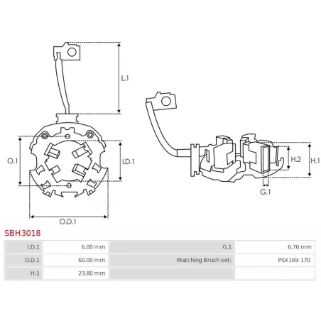 Porte-balais de démarreur pour VALEO 432623, 436062, 438079, 438211